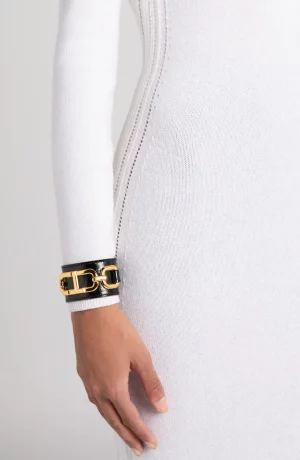 Whitney Croc Embossed Leather Cuff Bracelet